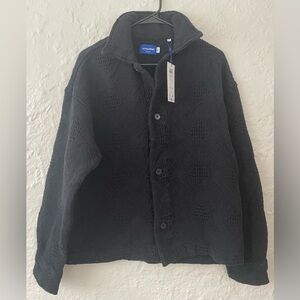 Jack & Jones JORGREENPOINT Jacquard Black Cardigan Sweater, Button Up, Collared